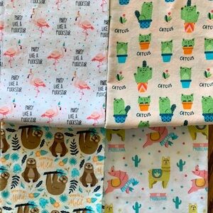 Fat Quarter Bundle Flamingo, Cat Cactus, Sloth, Llama Cotton Quilt Fabric